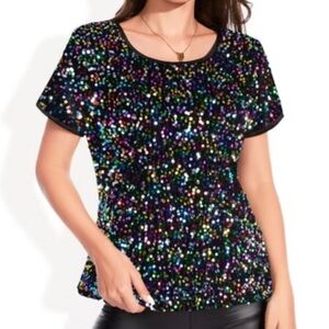 Sequin Black Top size Small NWOT